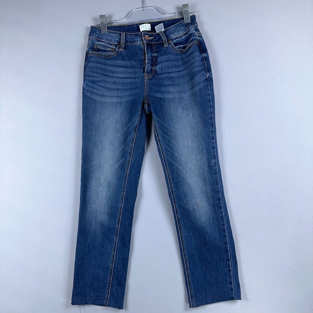Time and Tru Slim Straight Jeans Womens Size 4 Premium Stretch Denim Mid-Rise Bl